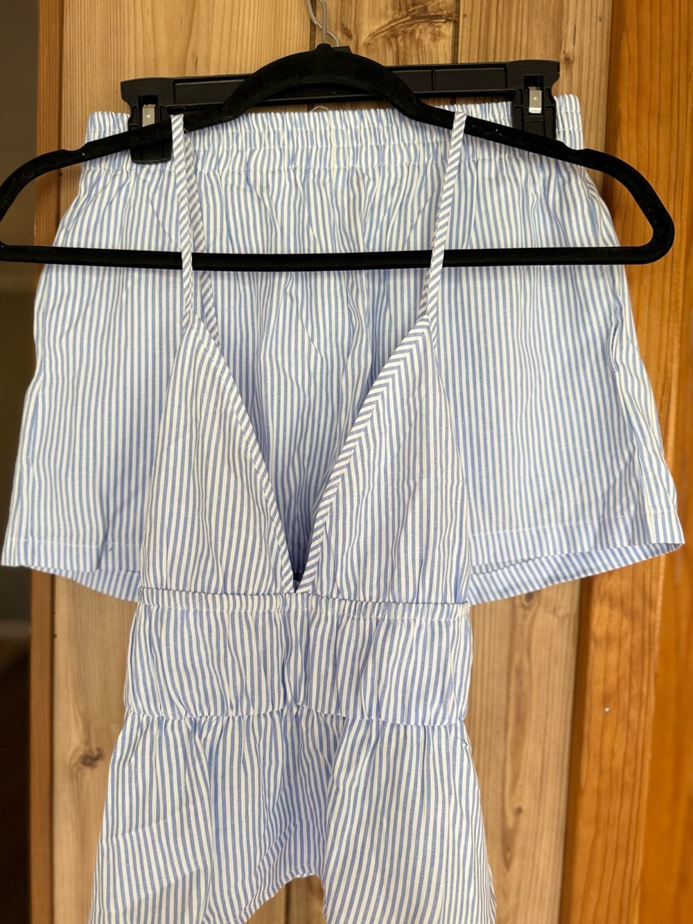 Light Blue & White Striped Summer Romper